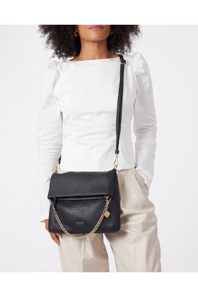 Saben Daria Black leather Shoulder Bag, Crossbody bag