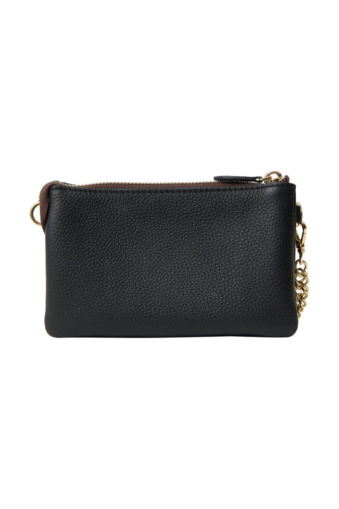 Lily Mini Bag | Black + Gold Curb Chain Clutch + Evening Bags Saben