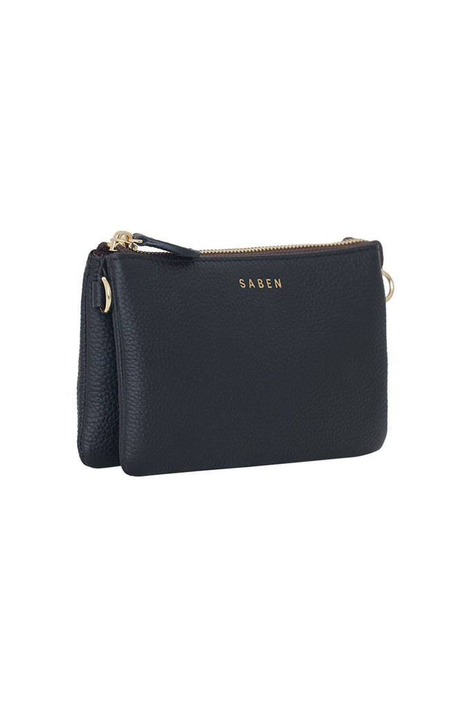 Lily Mini Bag | Black + Gold Curb Chain Clutch + Evening Bags Saben