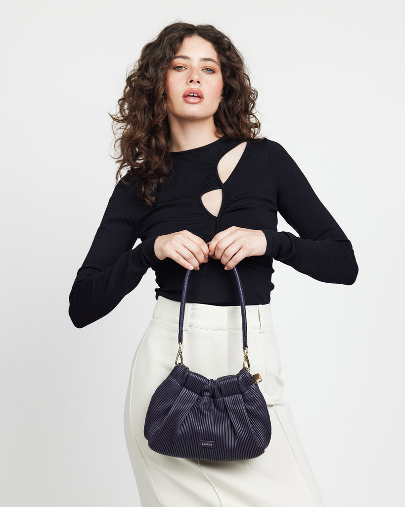 Saben Alexis Bag Amethyst Pleated Leather