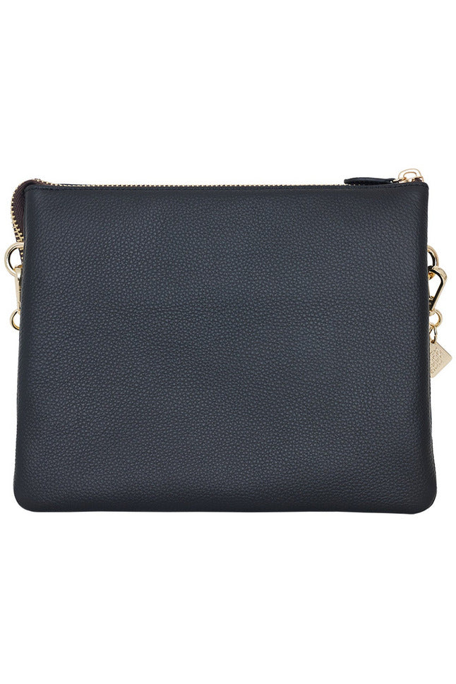 Saben Matilda Shoulder Crossbody Bag Black Leather with a gold chunky chain handle