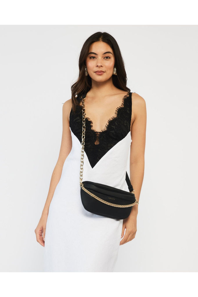 Feature Chain Strap | Gold Link + Black Leather Bag Hooks, Straps + Handles Saben