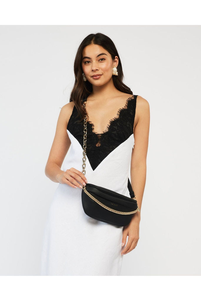 Feature Chain Strap | Gold Link + Black Leather Bag Hooks, Straps + Handles Saben