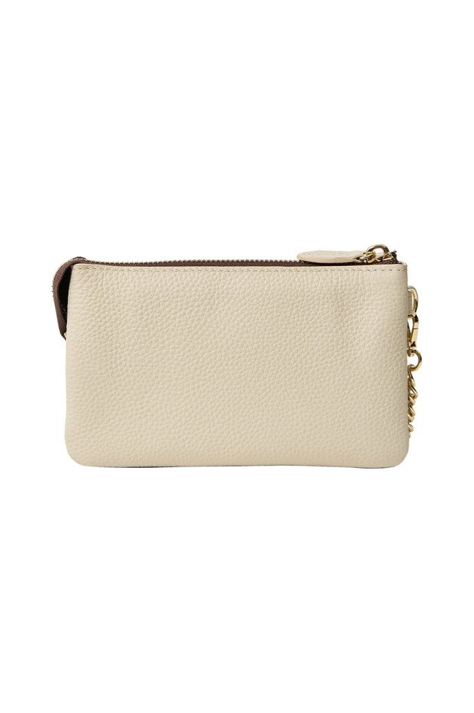 Lily Mini Bag | Sand + Gold Curb Chain Clutch + Evening Bags Saben