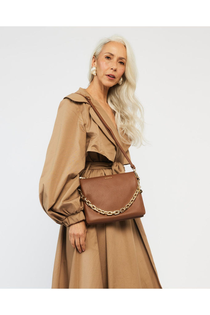 Matilda Crossbody Bag | Tan + Chunky Chain Shoulder + Crossbody Bags Saben