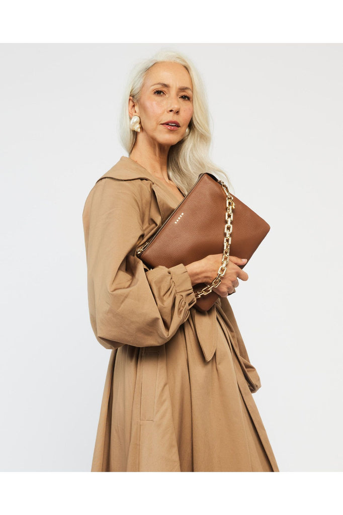 Matilda Crossbody Bag | Tan + Chunky Chain Shoulder + Crossbody Bags Saben