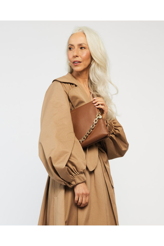 Matilda Crossbody Bag | Tan + Chunky Chain Shoulder + Crossbody Bags Saben