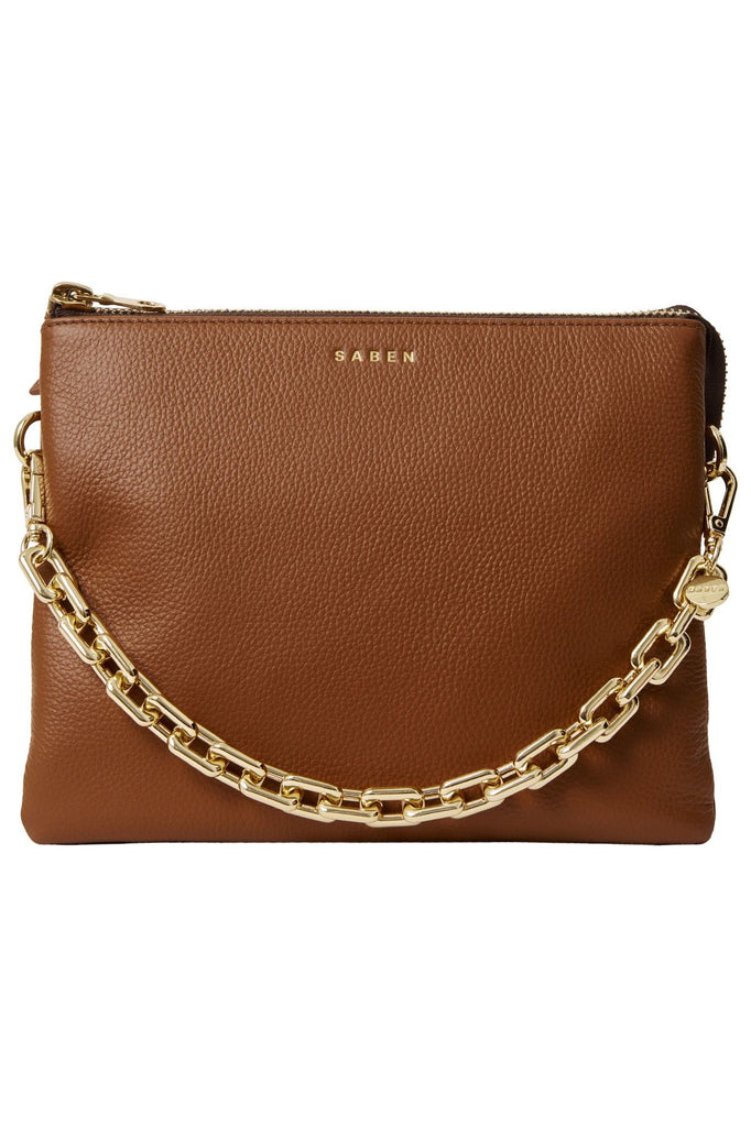 Matilda Crossbody Bag | Tan + Chunky Chain Shoulder + Crossbody Bags Saben