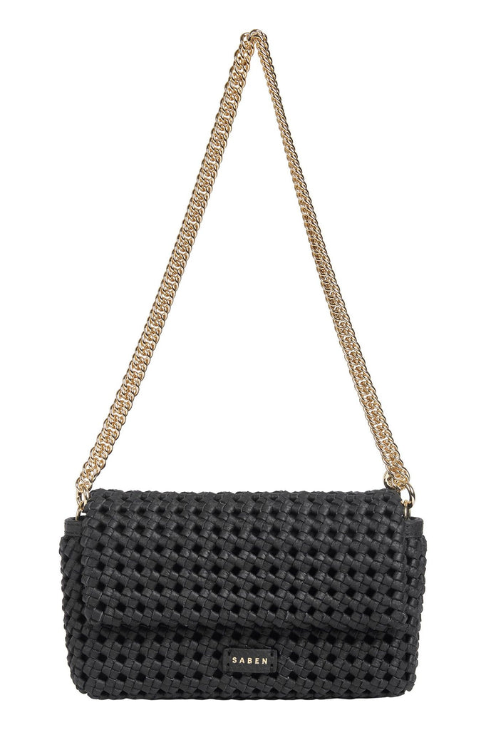 Saben Milla Leather Shoulder Bag Black Fine Braid