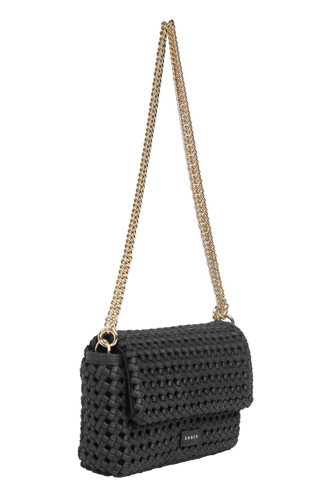 Saben Milla Leather Shoulder Bag Black Fine Braid