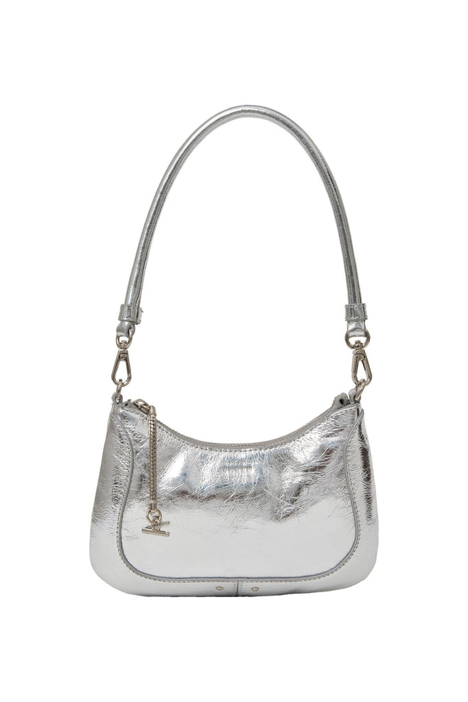 Sammie Bag | Silver Crinkle Shoulder + Crossbody Bags Saben