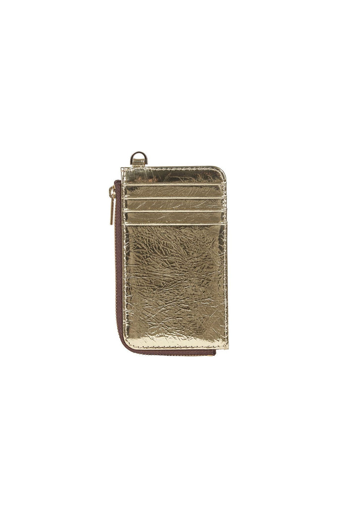 Winona Card Holder | Light Gold Crinkle Womens Wallets Saben