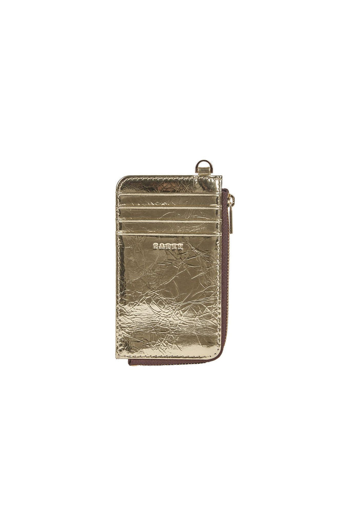 Winona Card Holder | Light Gold Crinkle Womens Wallets Saben