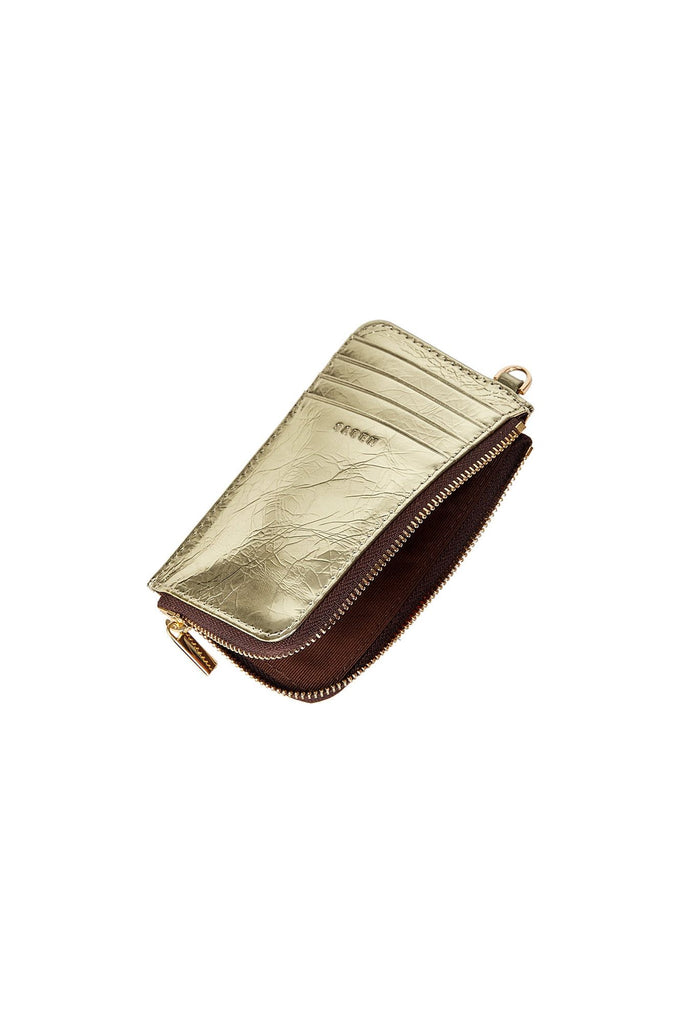 Winona Card Holder | Light Gold Crinkle Womens Wallets Saben