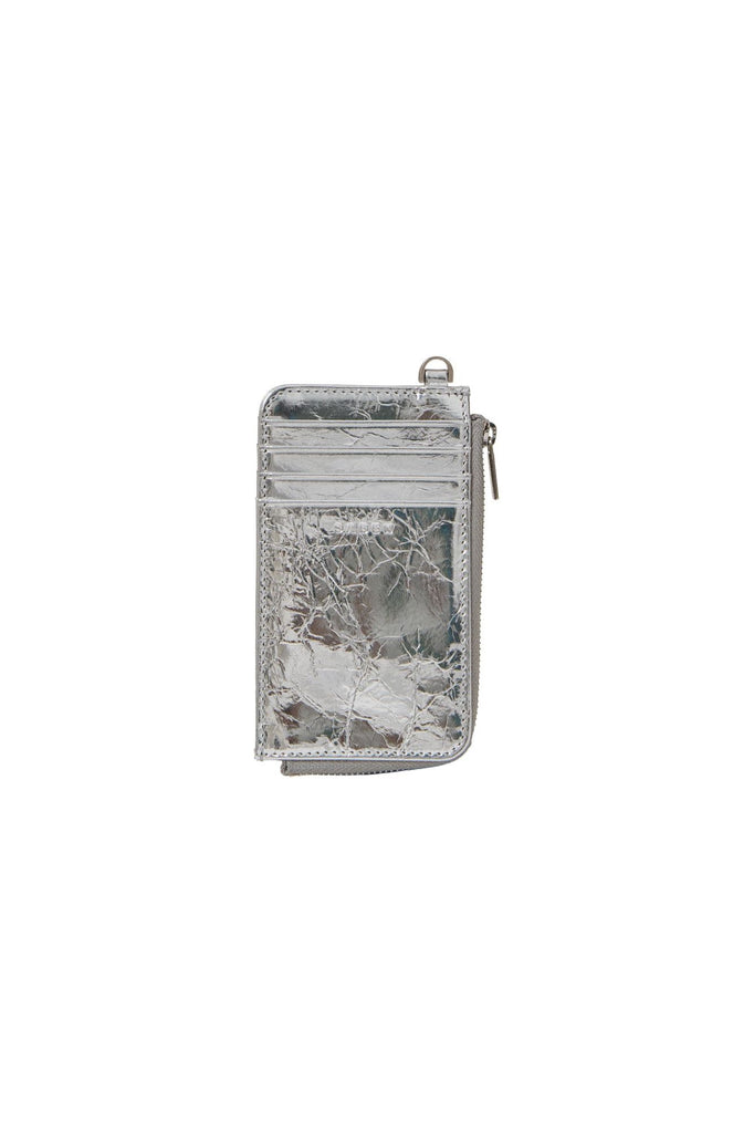 Winona Card Holder | Silver Crinkle Womens Wallets Saben