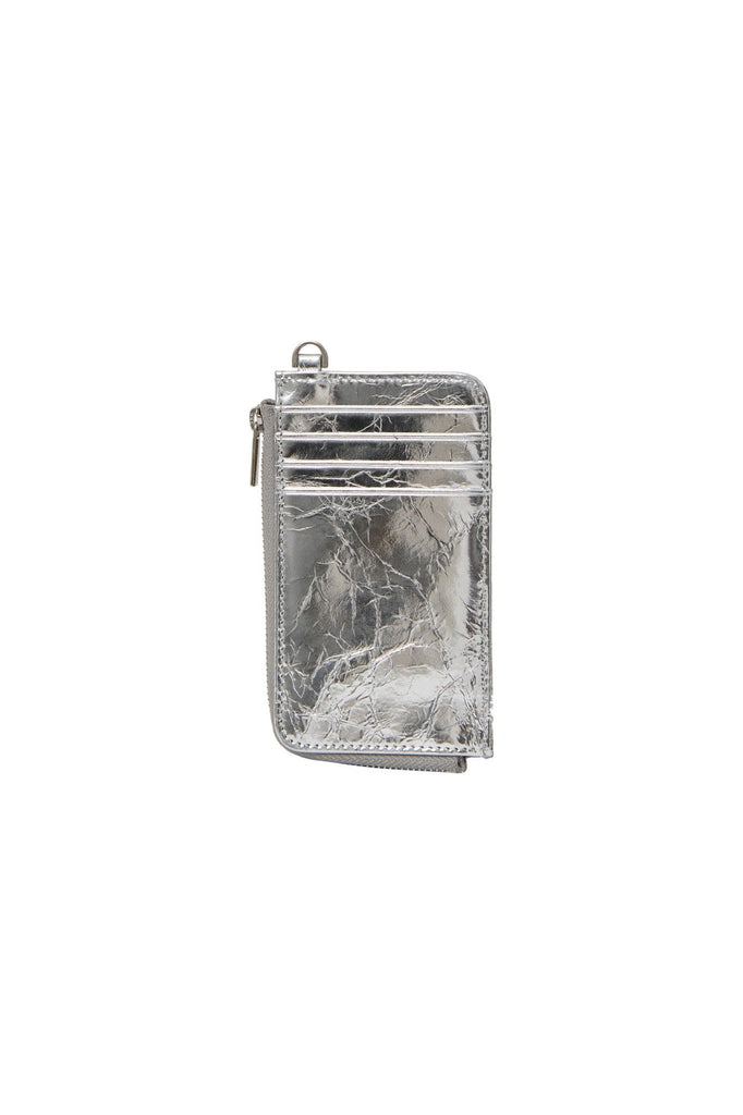 Winona Card Holder | Silver Crinkle Womens Wallets Saben