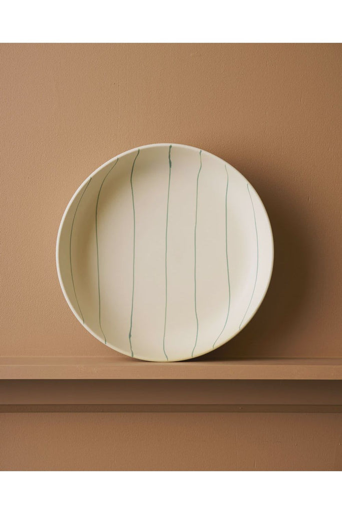 Coastal Junction Cream w Green Stripe | Salad Bowl Platters Robert Gordon