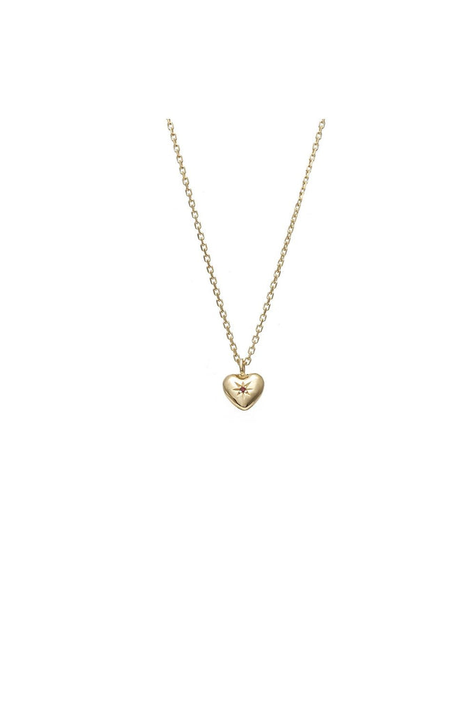 Petite Puffed Heart Necklace | Ruby Necklaces + Pendants Silver,Gold Silk & STEEL
