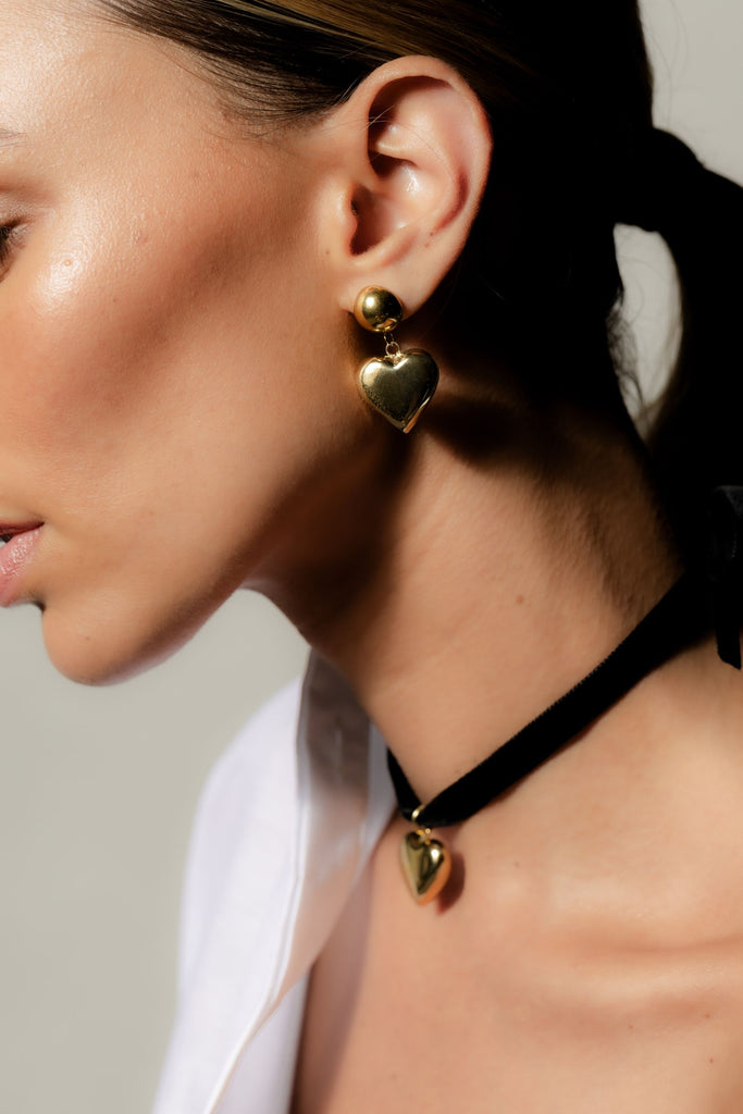 Silk & Steel Cupid Heart drop Earrings