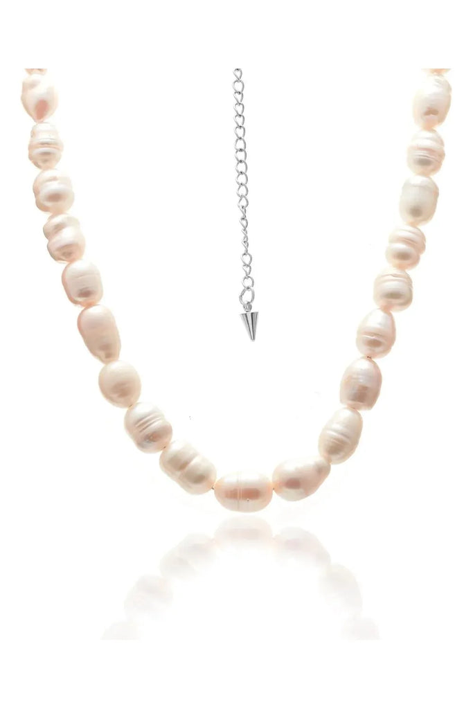 Silk & Steel Blanc Necklace Freshwater Pearls and Silver