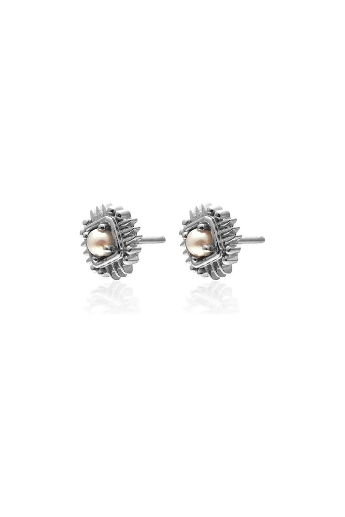 Silk & Steel petite Pearl Earrings Silver