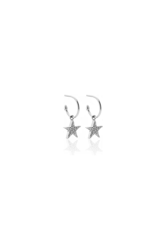 Silk and Steel Jewellery Lumiere Hoop Earrings Silver with hanging star