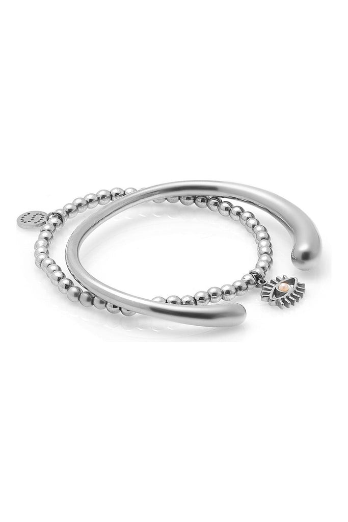 Guardian Bracelet Silver Silk & STEEL with teh Aura Cuff Silver