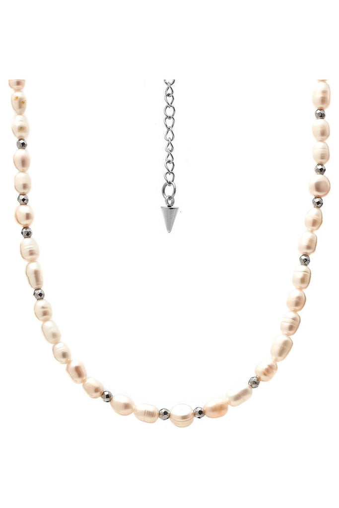 Celine Pearl Necklace Silver Silk & STEEL