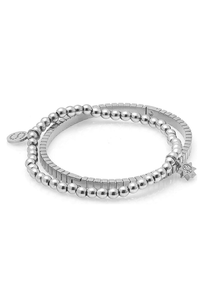 Silk & Steel Oracle Bangle Silver with Nova Bracelet Silver