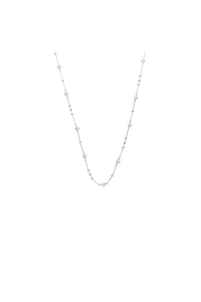 Silk & STEEL Dotty Pearl Necklace in silver with freshwater pearls