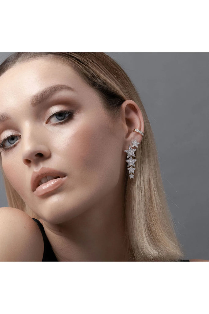 Galaxie Ear Cuff Earrings Silver,Gold Silk & STEEL