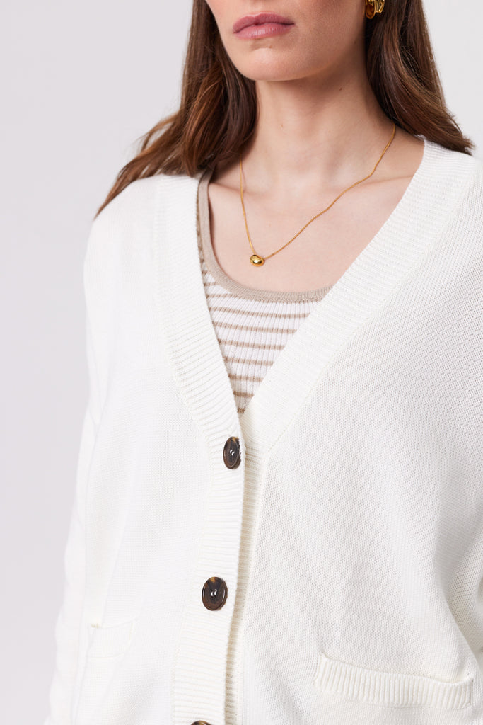 Marlow Soho Cardigan Ivory on model