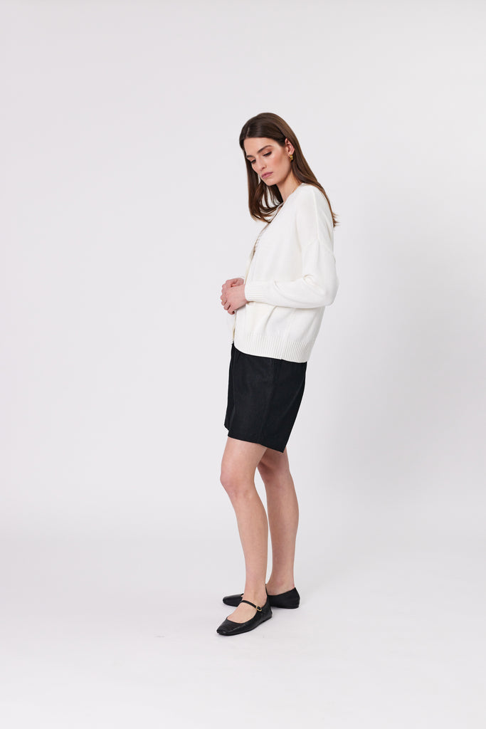 Marlow Soho Cardigan Ivory on model