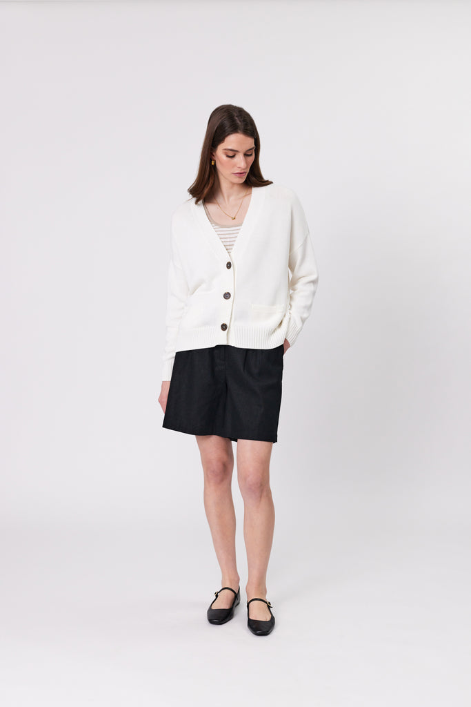 Marlow Soho Cardigan Ivory on model