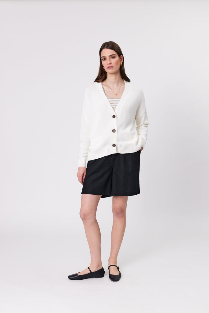 Marlow Soho Cardigan Ivory on model