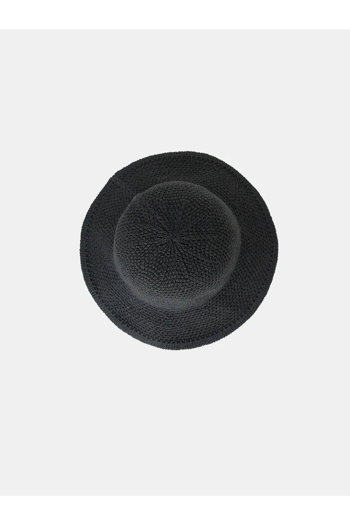 Black hat on a white background. Sophie Travelling Hat in Black.