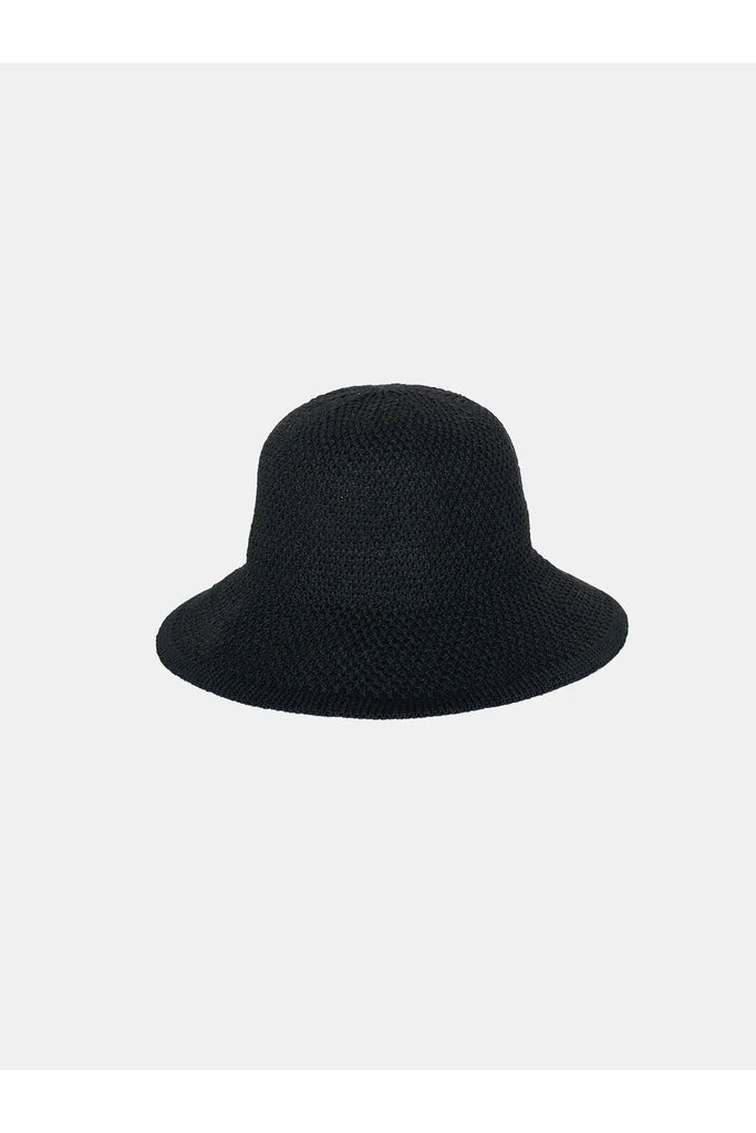 Black hat on a white background. Sophie Travelling Hat in Black.