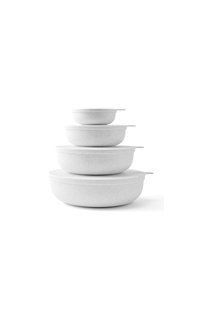 Styleware 4 Piece Nesting Bowl Collection in Speckle Bowls Stacked 