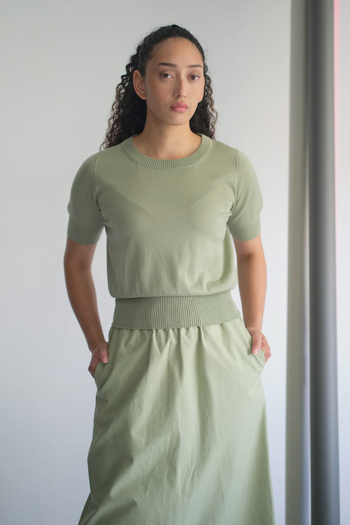 Standard Issue Merino high Rib T Shirt Celadon Green