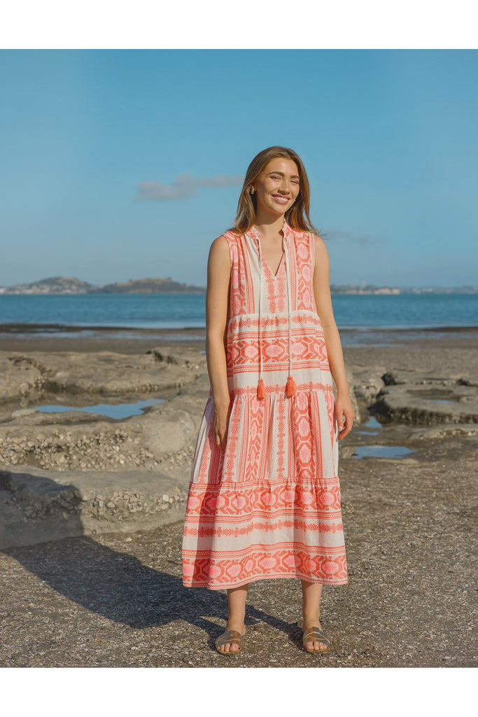 Tunisia Maxi Dress | Pink Palms Maxi Dress S,M,L Stella & Gemma
