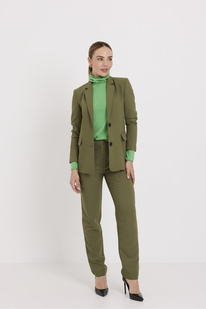 Tuesday Label Boyfriend Blazer with matching 88 Pants in Olive Green Suiting