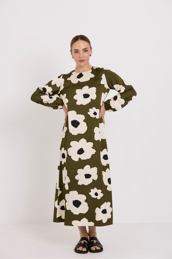 Tuesday Label Maggie Dress Olive Flower