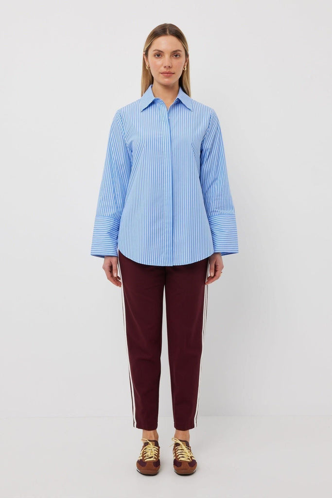 Tuesday label bobbie Pant Maroon + Double White Stripe