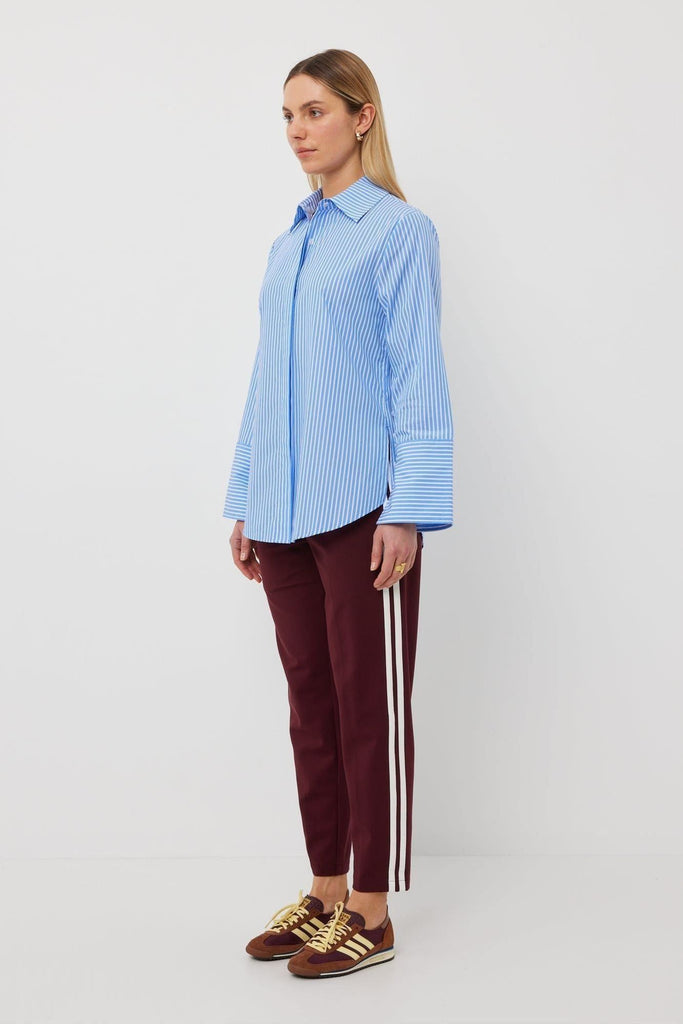 Tuesday label bobbie Pant Maroon + Double White Stripe