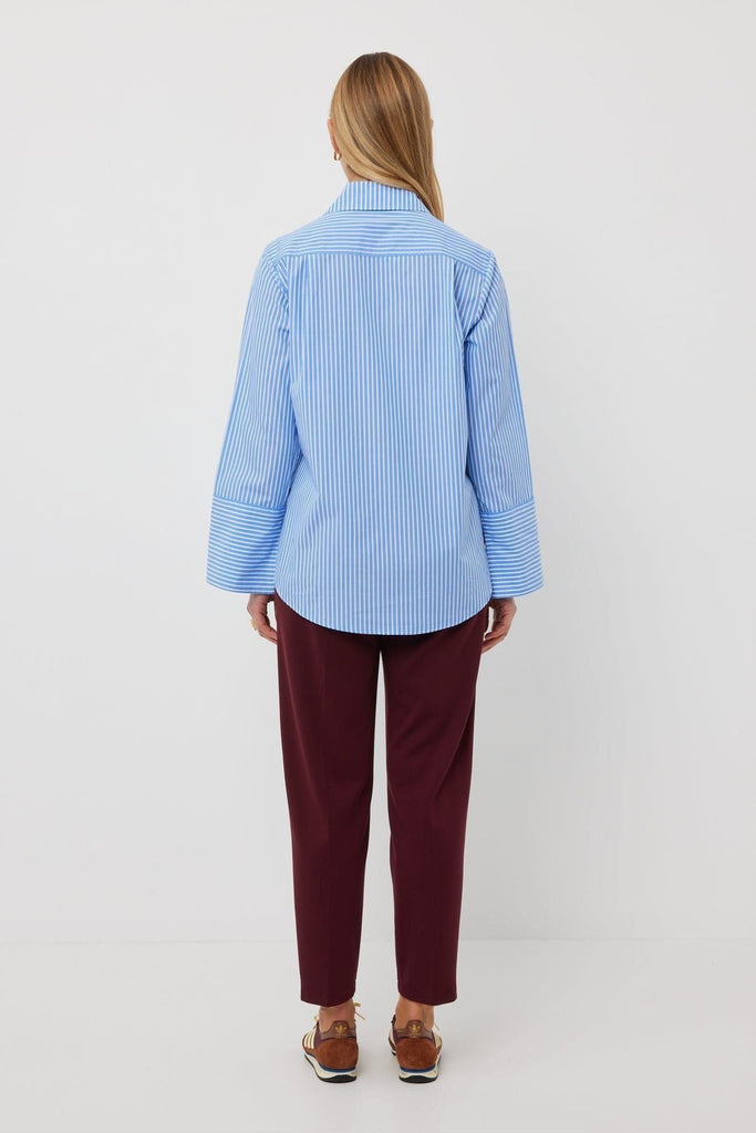 Tuesday label bobbie Pant Maroon + Double White Stripe
