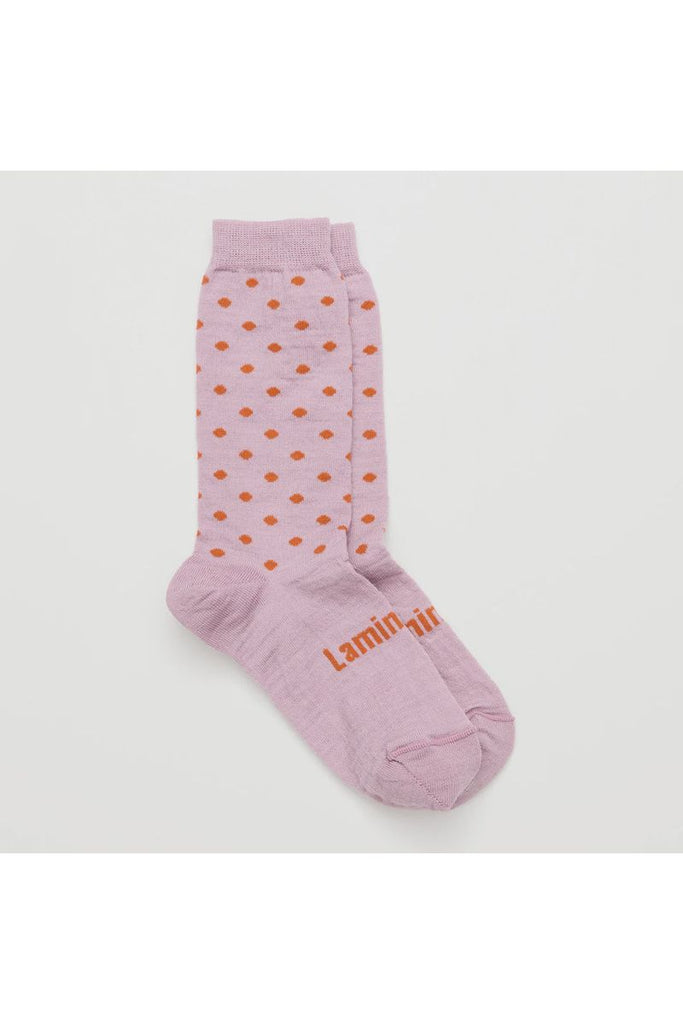 Lamington Merino Wool Crew Socks tallulah Lilac and Orange