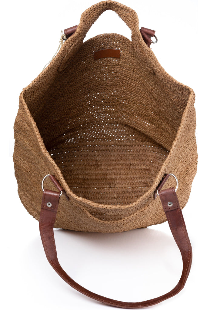 Tanora Soa Raffia Bag with leather handles