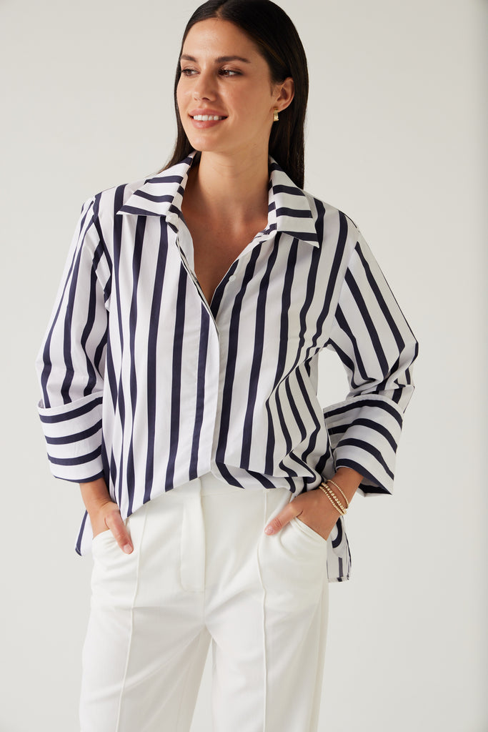 Tuesday Label Mark Shirt Navy Stripe