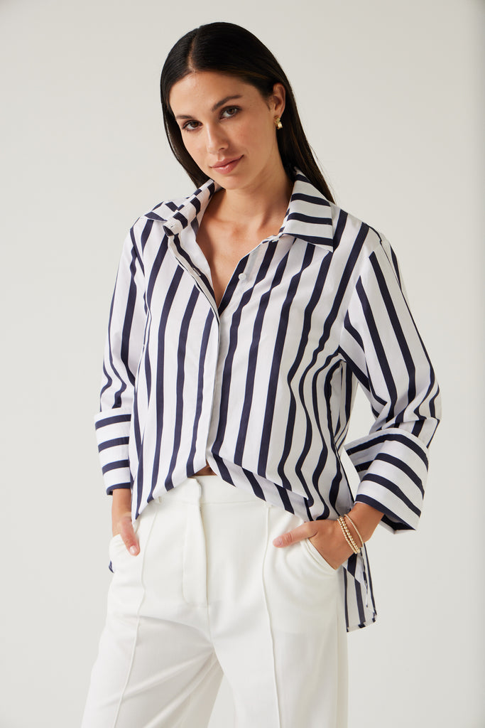 Tuesday Label Mark Shirt Navy Stripe