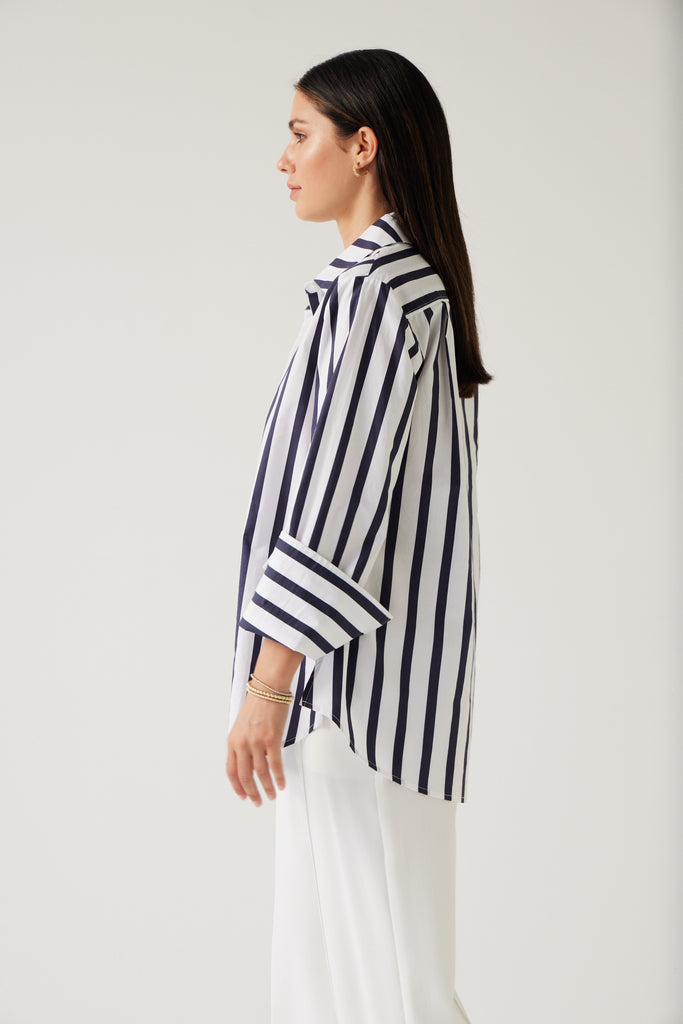 Tuesday Label Mark Shirt Navy Stripe